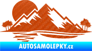 Samolepka Krajina hory 004 levá 3D karbon oranžový
