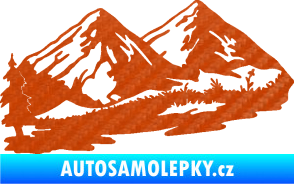 Samolepka Krajina hory 012 levá 3D karbon oranžový
