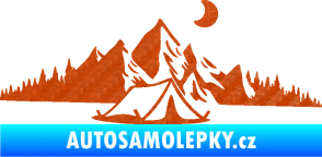 Samolepka Krajina hory 023 pravá kempování 3D karbon oranžový