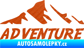 Samolepka Krajina hory 040 turistika, nápis Adventure 3D karbon oranžový