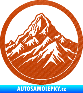 Samolepka Krajina hory 041 pravá v kruhu 3D karbon oranžový