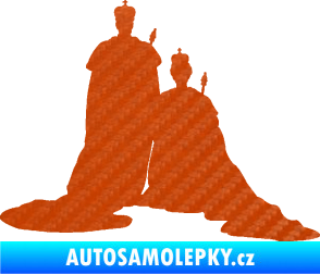 Samolepka Král a královna  3D karbon oranžový