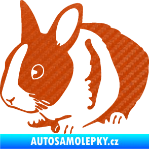 Samolepka Králík 002 levá zakrslý králíček 3D karbon oranžový