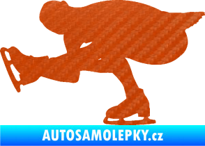 Samolepka Krasobruslení 007 levá krasobruslařka 3D karbon oranžový
