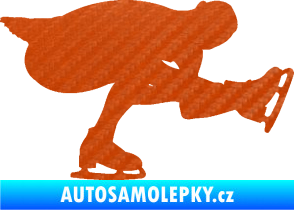 Samolepka Krasobruslení 007 pravá krasobruslařka 3D karbon oranžový