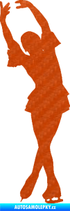 Samolepka Krasobruslení 008 levá krasobruslařka 3D karbon oranžový