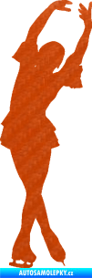 Samolepka Krasobruslení 008 pravá krasobruslařka 3D karbon oranžový
