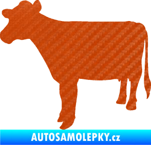 Samolepka Kráva 001 levá 3D karbon oranžový