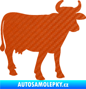 Samolepka Kráva 002 pravá 3D karbon oranžový