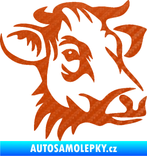 Samolepka Kráva 004 pravá 3D karbon oranžový
