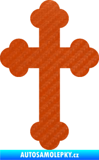 Samolepka Křesťanský kříž 001 3D karbon oranžový