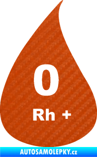 Samolepka Krevní skupina 0 Rh+ kapka 3D karbon oranžový