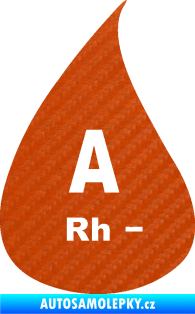 Samolepka Krevní skupina A Rh- kapka 3D karbon oranžový