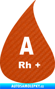 Samolepka Krevní skupina A Rh+ kapka 3D karbon oranžový