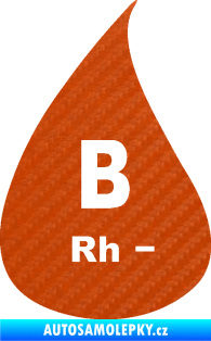 Samolepka Krevní skupina B Rh- kapka 3D karbon oranžový