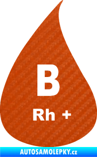 Samolepka Krevní skupina B Rh+ kapka 3D karbon oranžový