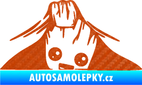 Samolepka Kuk 007 pravá Groot vykukuje 3D karbon oranžový
