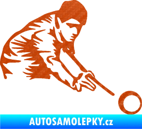 Samolepka Kulečník 001 pravá hráč s tágem 3D karbon oranžový