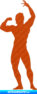 Samolepka Kulturista 002 pravá 3D karbon oranžový