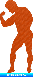 Samolepka Kulturista 005 levá 3D karbon oranžový