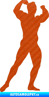 Samolepka Kulturista 010 pravá 3D karbon oranžový