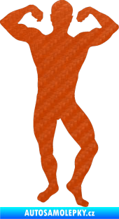 Samolepka Kulturista 012 pravá 3D karbon oranžový
