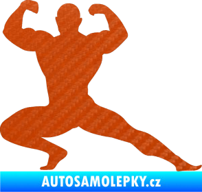 Samolepka Kulturista 015 pravá 3D karbon oranžový
