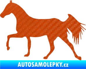 Samolepka Kůň 001 levá 3D karbon oranžový