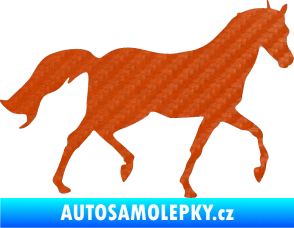 Samolepka Kůň 003 pravá 3D karbon oranžový
