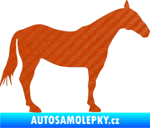 Samolepka Kůň 005 pravá 3D karbon oranžový