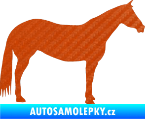 Samolepka Kůň 007 pravá 3D karbon oranžový
