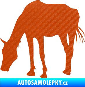 Samolepka Kůň 008 levá 3D karbon oranžový