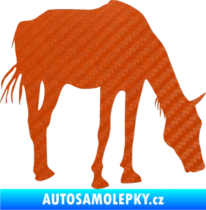 Samolepka Kůň 008 pravá 3D karbon oranžový