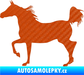 Samolepka Kůň 009 levá 3D karbon oranžový