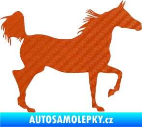 Samolepka Kůň 009 pravá 3D karbon oranžový