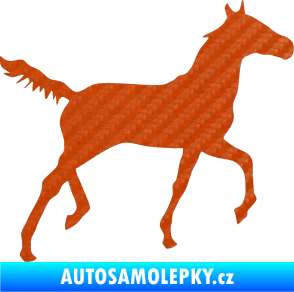 Samolepka Kůň 011 pravá 3D karbon oranžový