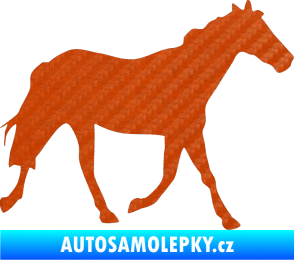 Samolepka Kůň 012 pravá 3D karbon oranžový