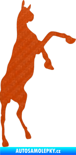 Samolepka Kůň 016 pravá 3D karbon oranžový