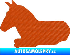 Samolepka Kůň 017 levá ležící 3D karbon oranžový