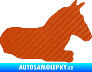 Samolepka Kůň 017 pravá ležící 3D karbon oranžový