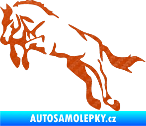 Samolepka Kůň 025 levá skok 3D karbon oranžový