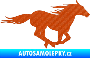 Samolepka Kůň 029 pravá 3D karbon oranžový