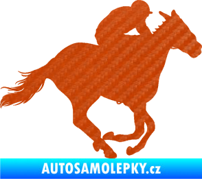 Samolepka Kůň 035 pravá 3D karbon oranžový