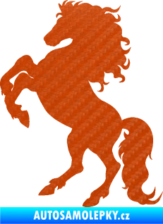 Samolepka Kůň 038 levá 3D karbon oranžový
