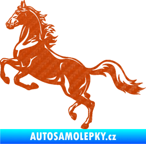 Samolepka Kůň 057 levá na zadních 3D karbon oranžový