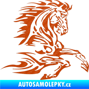 Samolepka Kůň 074 pravá 3D karbon oranžový