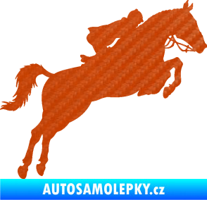 Samolepka Kůň 076 pravá parkur 3D karbon oranžový