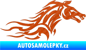Samolepka Kůň 078 pravá 3D karbon oranžový