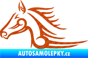 Samolepka Kůň 081 levá hlava tattoo 3D karbon oranžový
