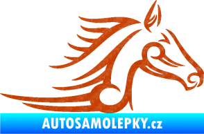 Samolepka Kůň 081 pravá hlava tattoo 3D karbon oranžový